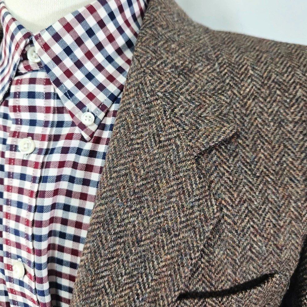 VTG Haggar Men's Tweed Sport Coat Blazer Two Button Brown Herringbone 40R‎